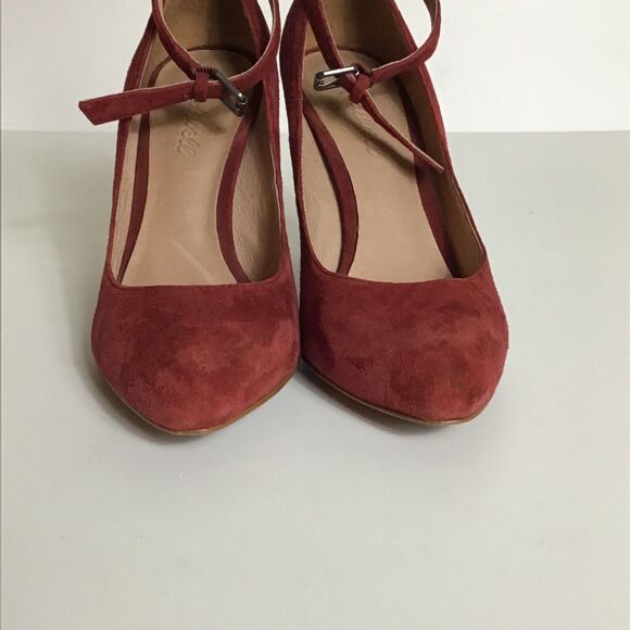 Madewell Women Shoes Sz. 7 Red Ankle strap heels Sexy Boho Y2k Workwear - Picture 3 of 10